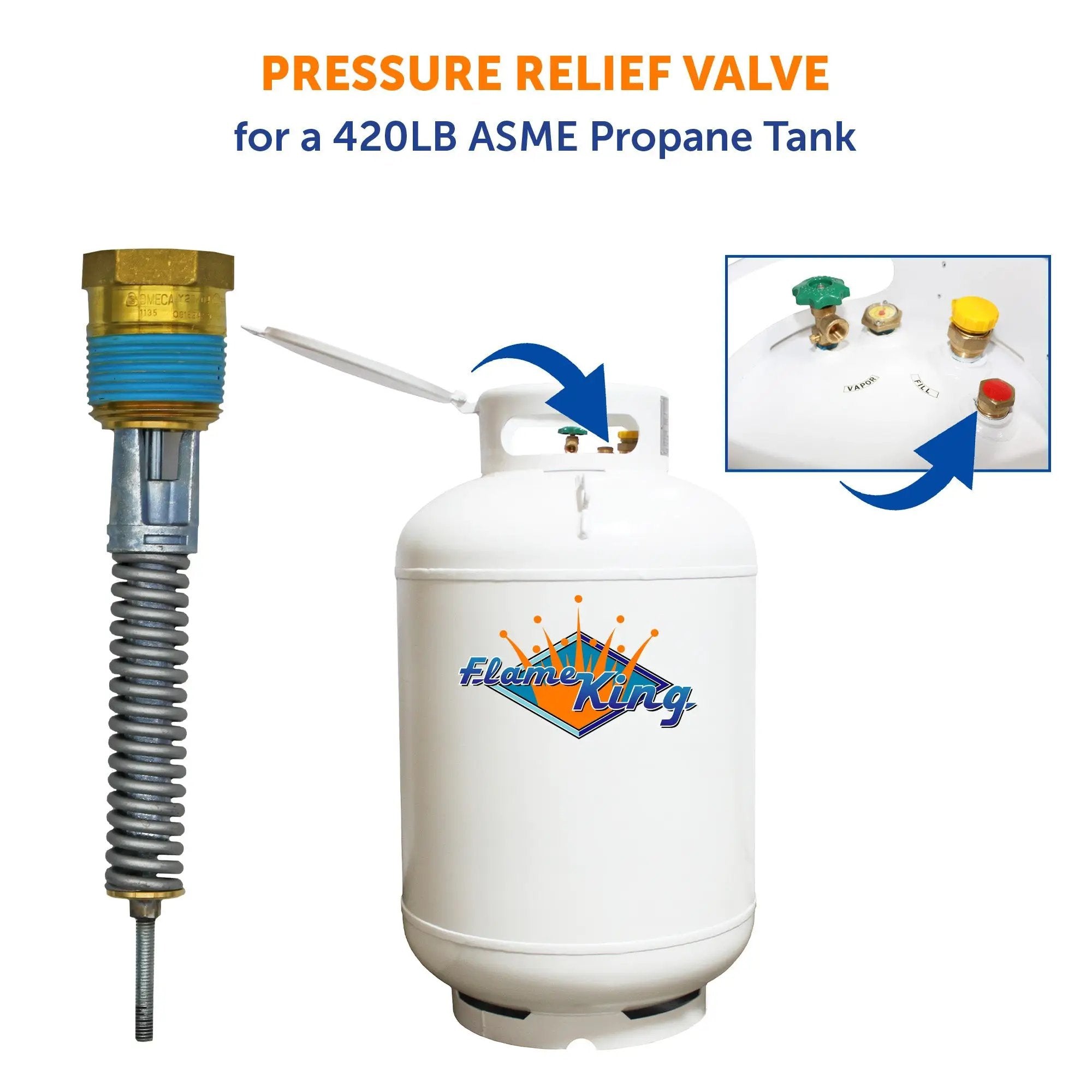 Pressure Relief Valve for 420LB ASME Propane Tank by Flame King Products