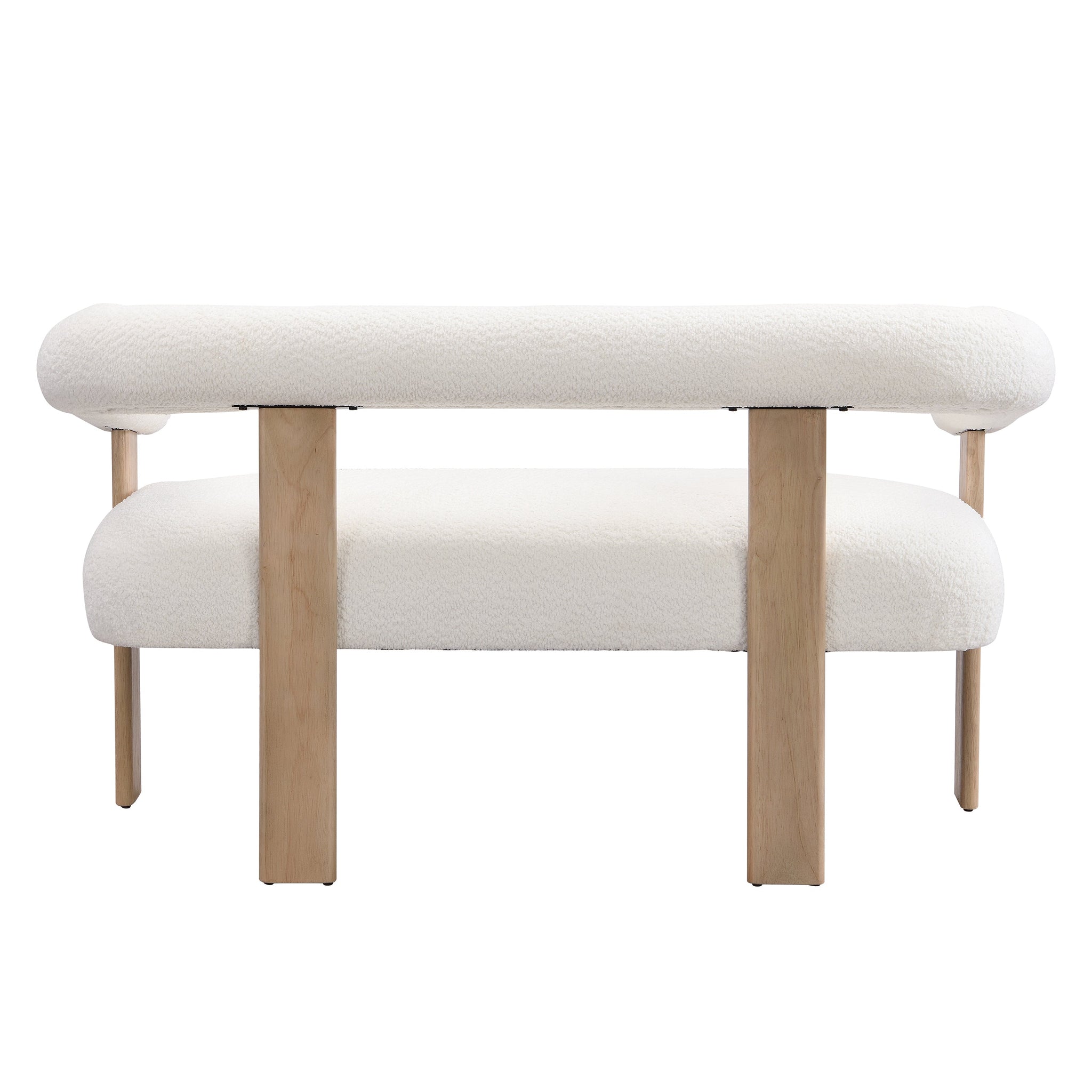 Round Armrest Loveseat (Beige + Natural) by HouseOfZazla