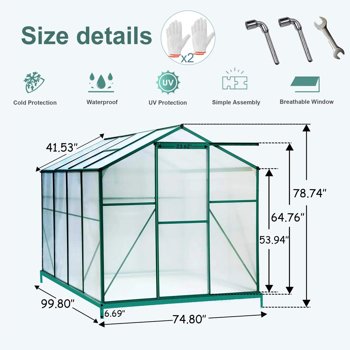 Polycarbonate Greenhouse - 6'x8' Heavy Duty Walk-in Plant Garden Greenhouse by HouseOfZazla