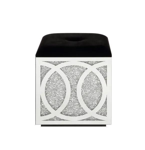 Noralie - 24" Ottoman With Storage - Mirrored & Faux Diamonds by Unique Piece Furniture