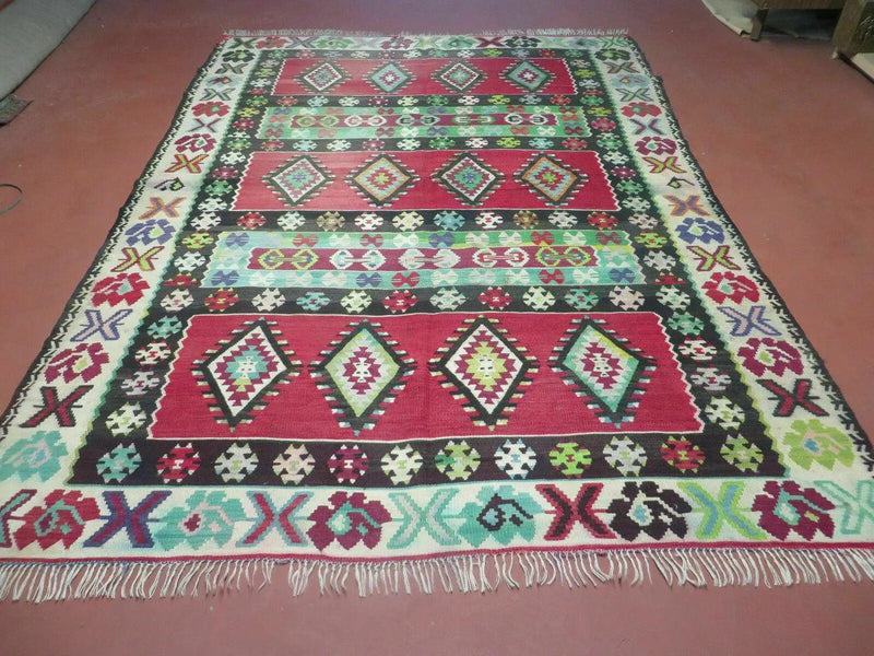 7' X 9' Vintage Turkish Kilim Handmade Flat Weave Wool Rug Veg Dye Nice by Jewel Rugs