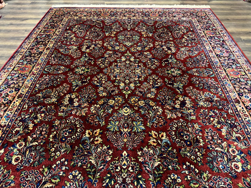 8.8 x 10.6 Karastan Red Sarouk Rug #785, Wool Pile Original 700 Series by Jewel Rugs