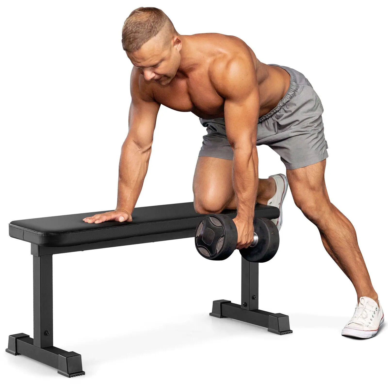 Flat Weight Bench 660 LBS Heavy Duty Strength Training Bench-Black by DirectDeals