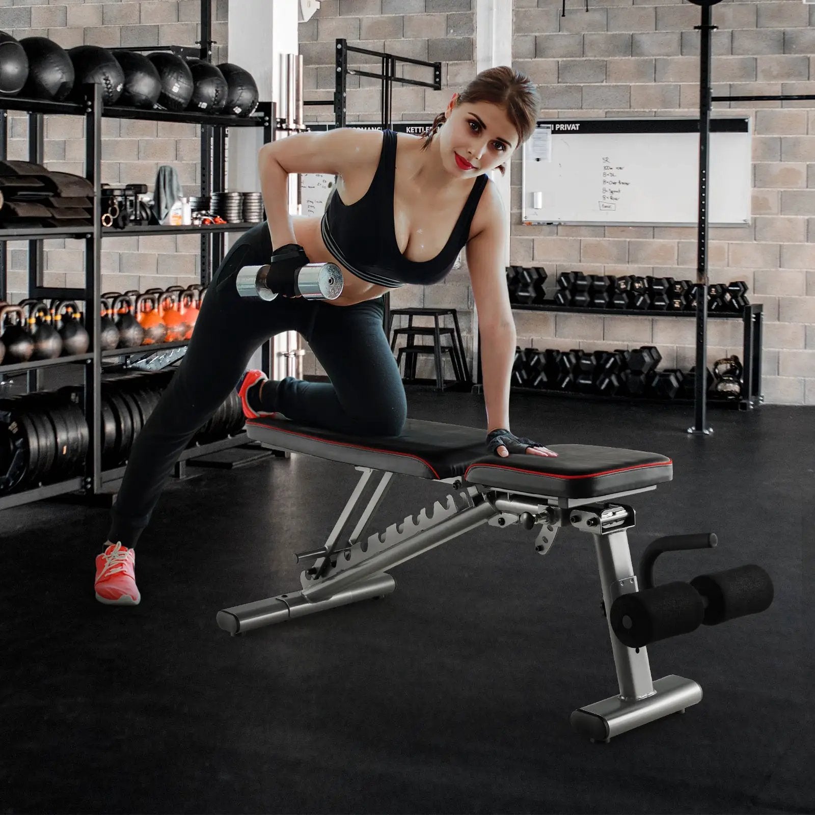 660 LBS Strength Training Bench with 10 Back and 3 Seat for Full Body Workout-Black by DirectDeals
