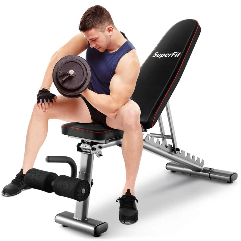 660 LBS Strength Training Bench with 10 Back and 3 Seat for Full Body Workout-Black by DirectDeals