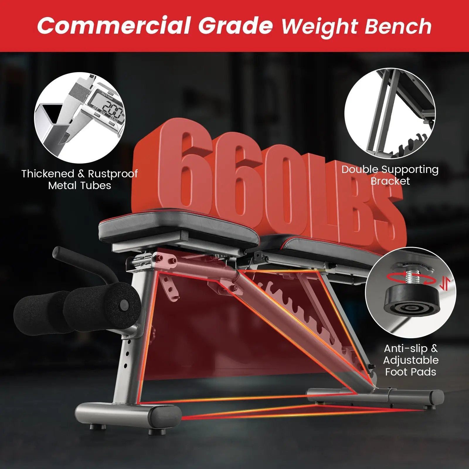 660 LBS Strength Training Bench with 10 Back and 3 Seat for Full Body Workout-Black by DirectDeals