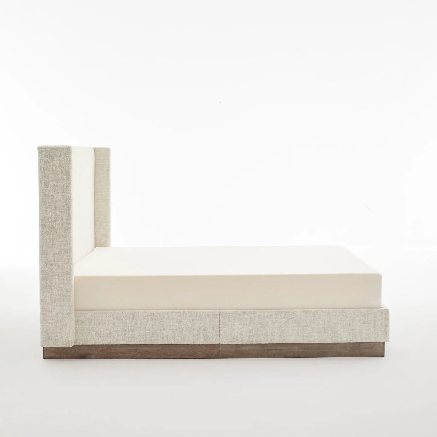 Hosford - Minimalist Upholstered Wingback Bed With Wood Base Platform by HouseOfZazla