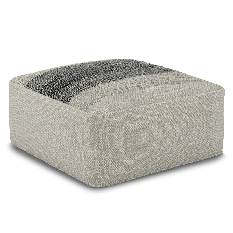 Sabella - Square Woven Outdoor / Indoor Pouf - Gray / White by Unique Piece Furniture