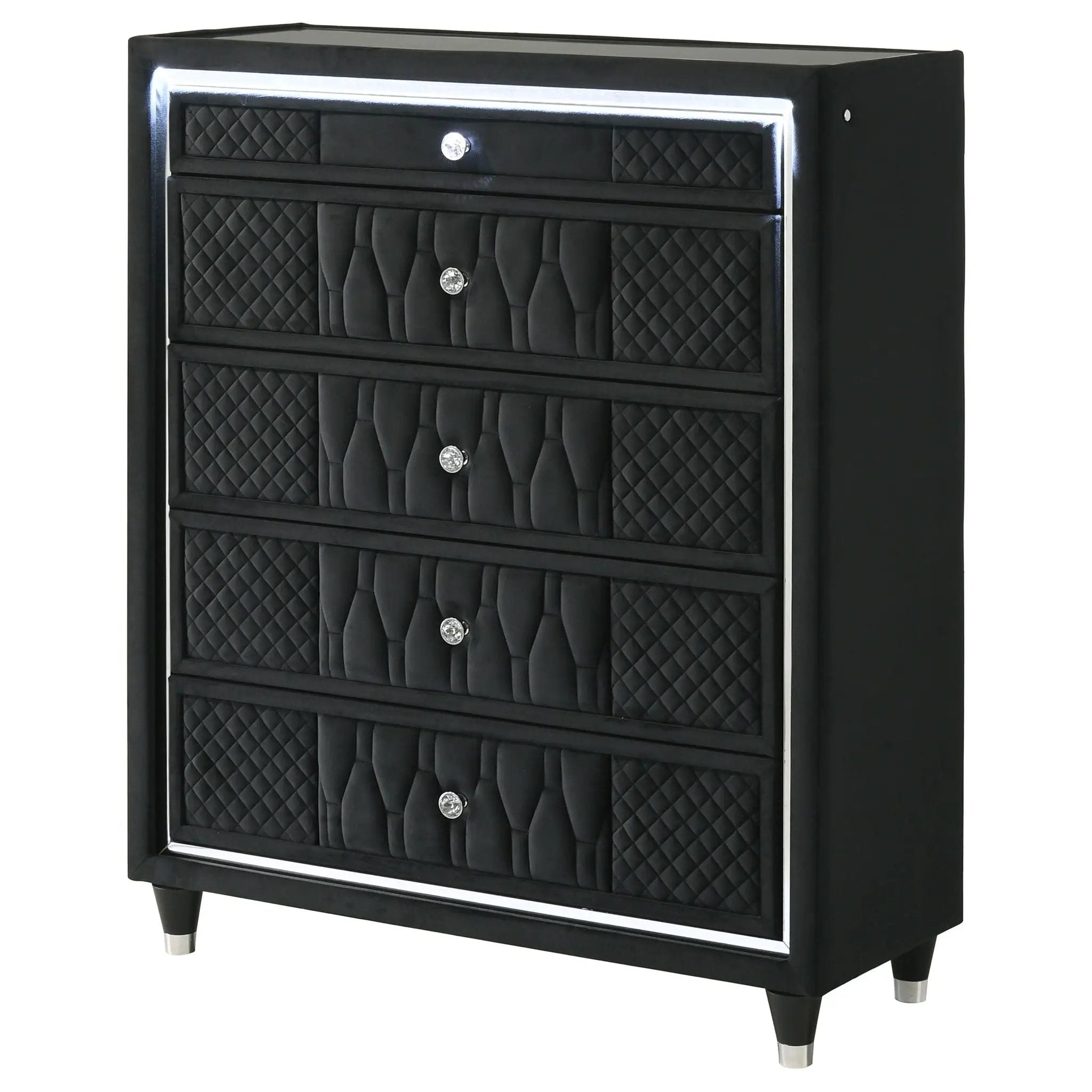 Lorient 5-drawer LED Chest of Drawers Black by Unique Piece Furniture