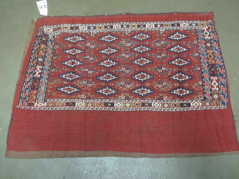 45" X 32" Antique Handmade Bokhara Turkoman Yomud Chuval Wool Rug Soumak NICE by Jewel Rugs
