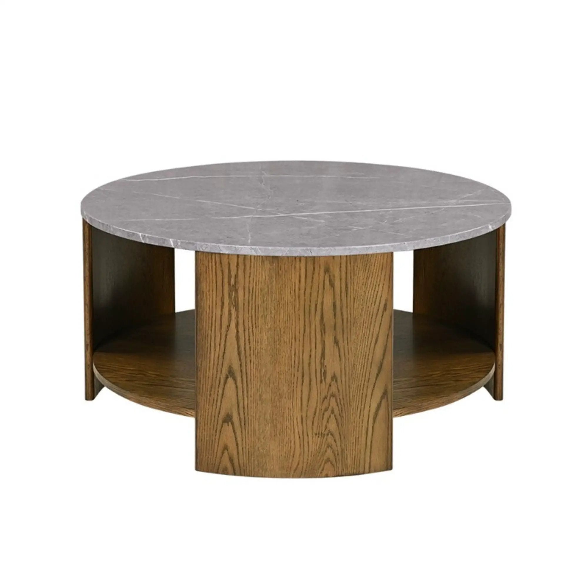 Keegan - Round Coffee Table With Shelf - Oak by Unique Piece Furniture
