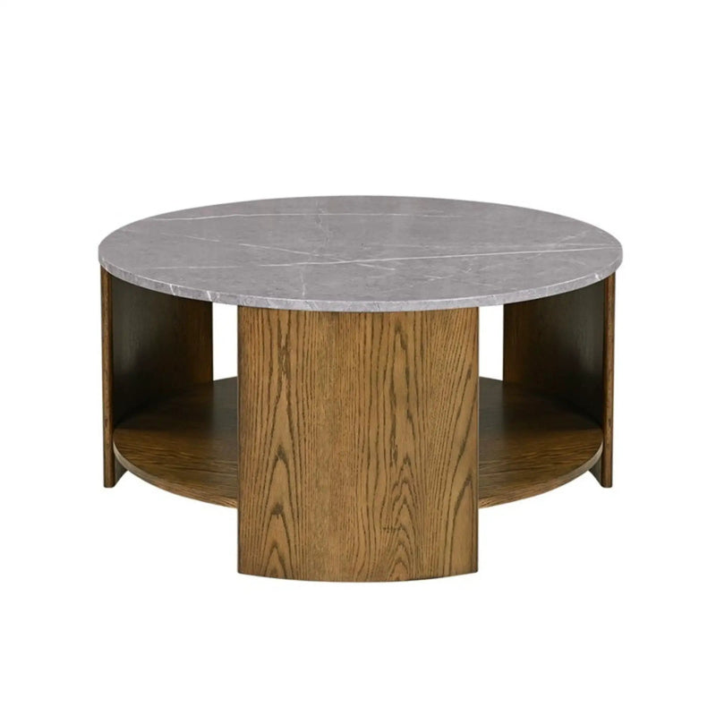 Keegan - Round Coffee Table With Shelf - Oak by Unique Piece Furniture