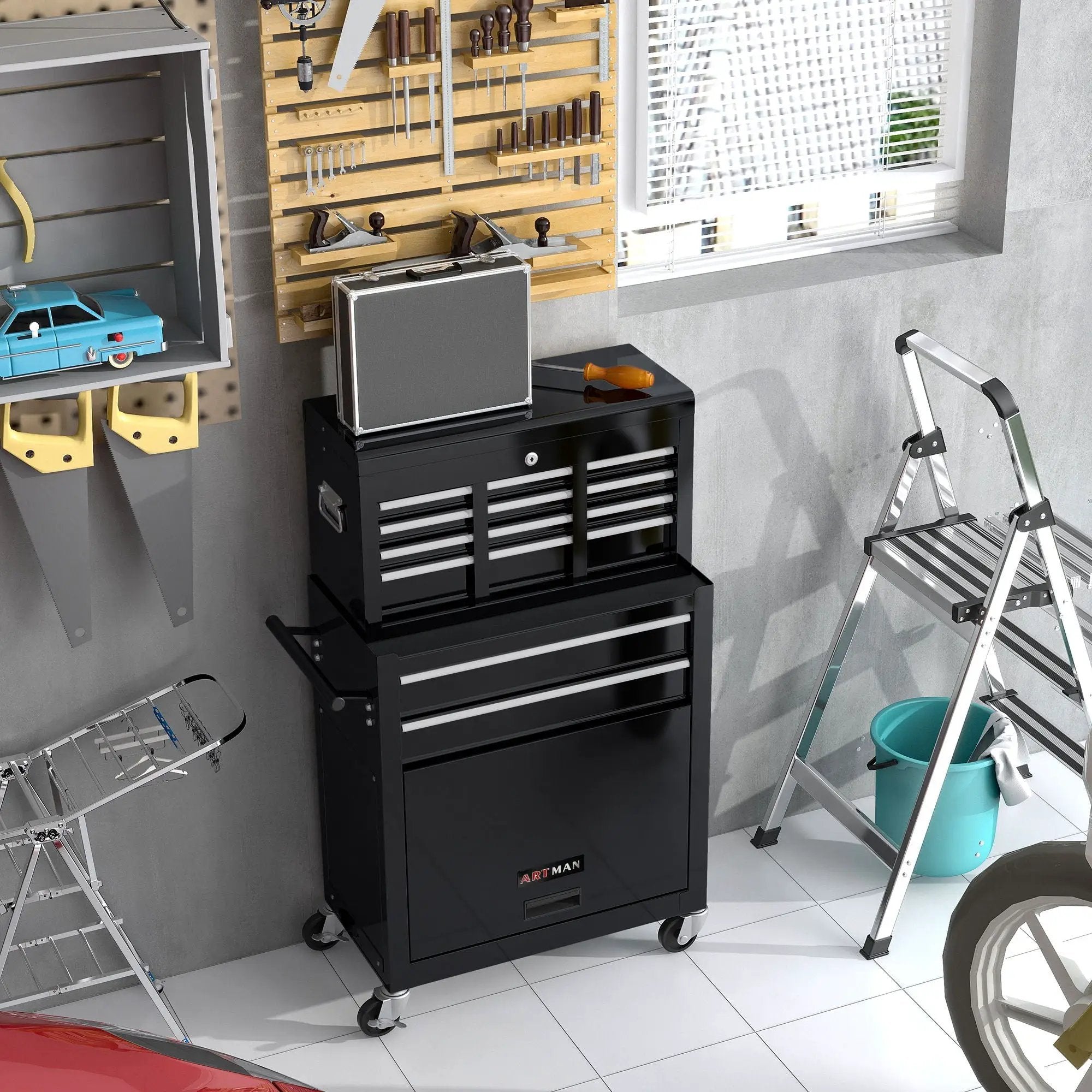 High Capacity Rolling Tool Chest With Wheels And Drawers, Storage Cabinet by HouseOfZazla