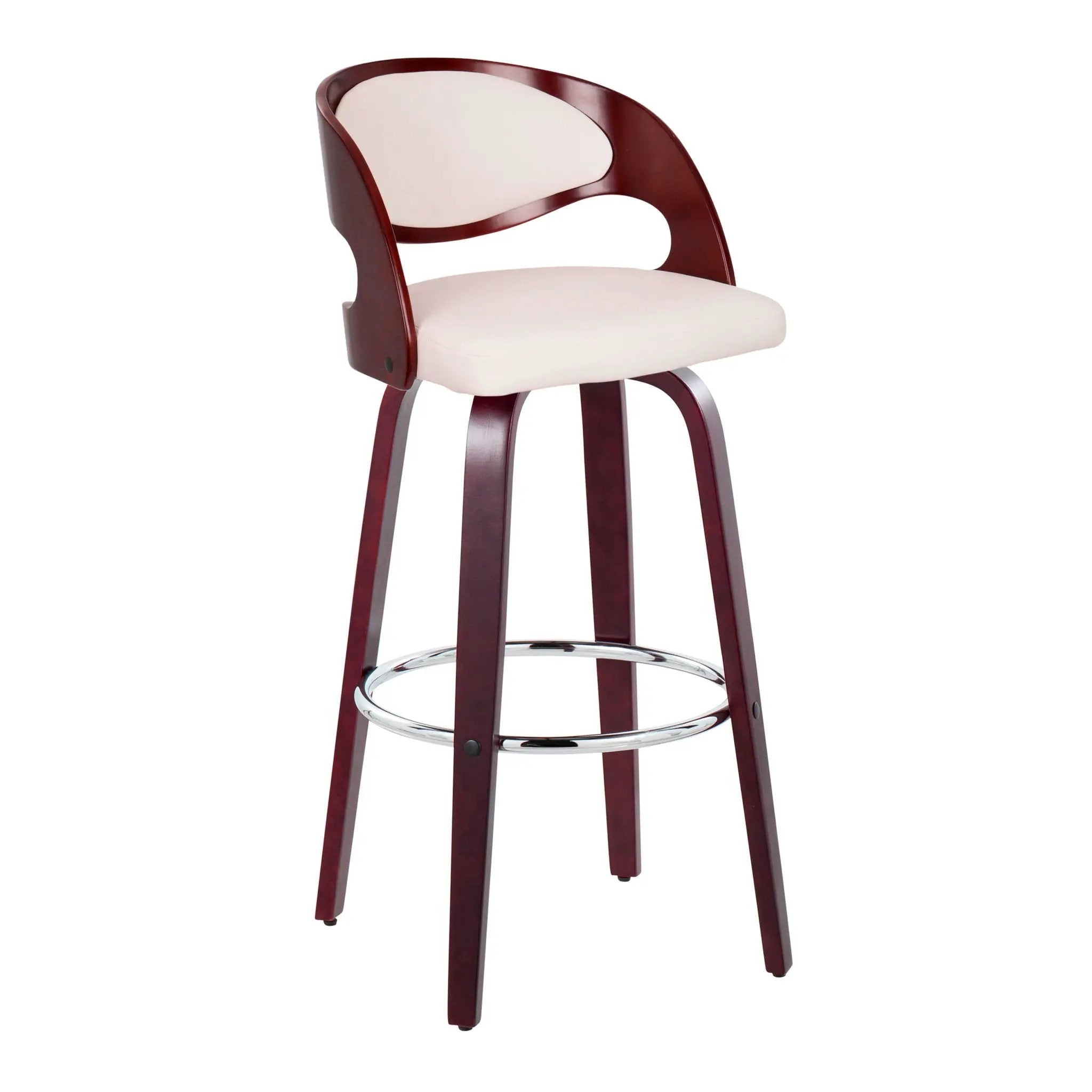 Pino - Mid Century Modern Fixed Height Barstool With Swivel & Round Footrest (Set of 2) by Unique Piece Furniture