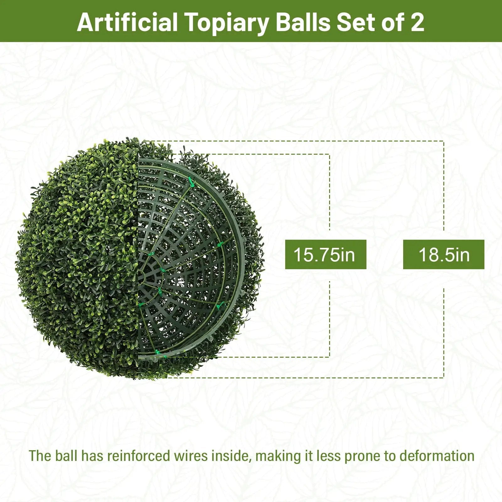 Artificial Topiary Balls, Outdoor Decorative Spheres For Garden (Set of 2) - Green by Unique Piece Furniture