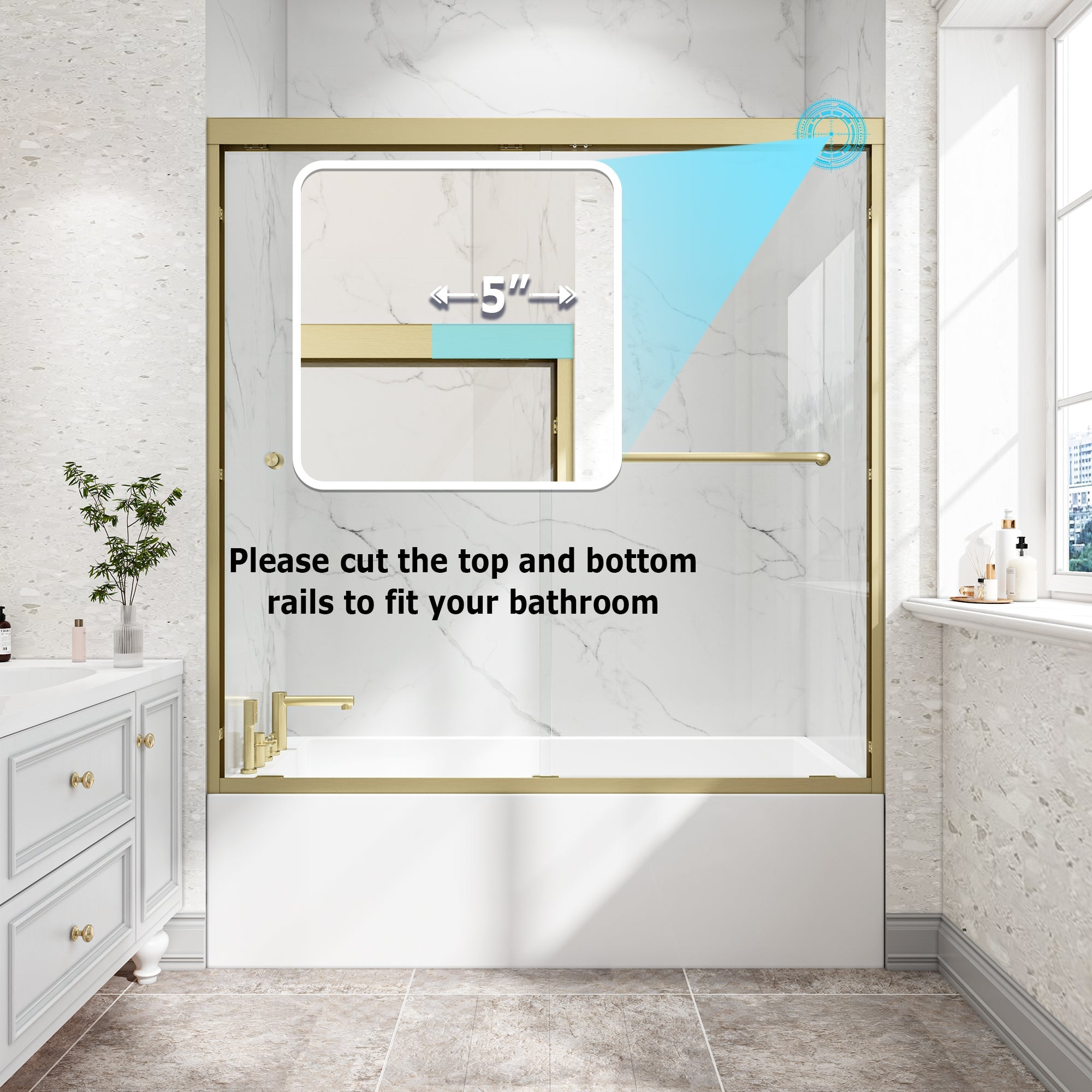 55"-60" W x 60" H Brushed Shower Door by HouseOfZazla