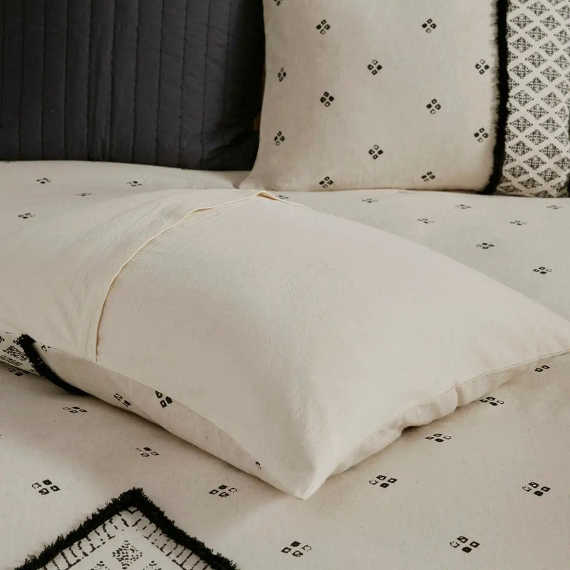 3 Piece Cotton and Flax Linen Blend Comforter Set Natural King/Cal King by HouseOfZazla