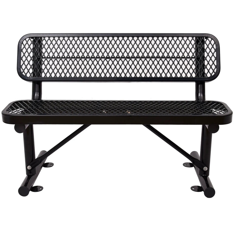 6' Outdoor Steel Bench With Backrest by HouseOfZazla