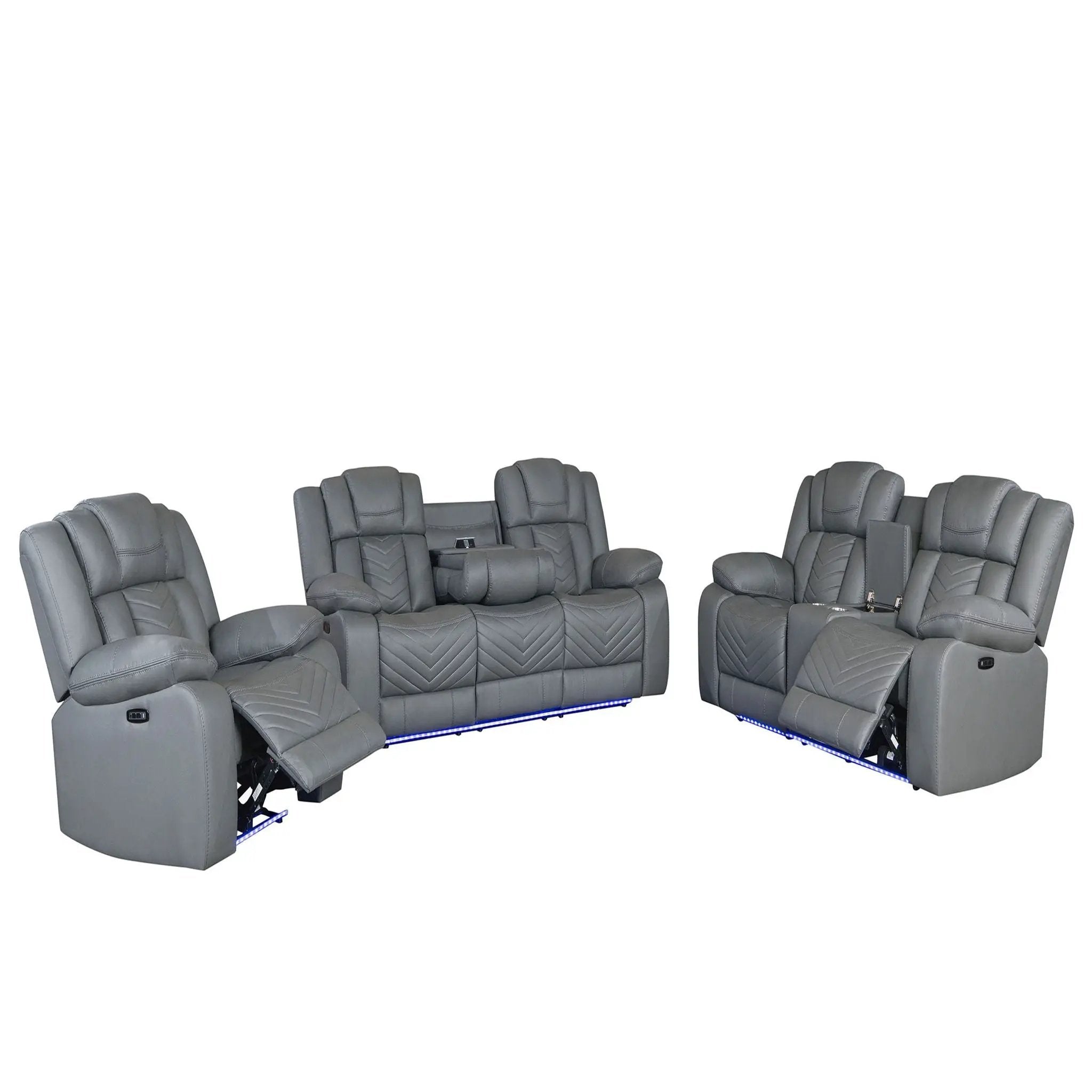 Raize - Power Living Room Set With Storage Console And Cup Holders by HouseOfZazla