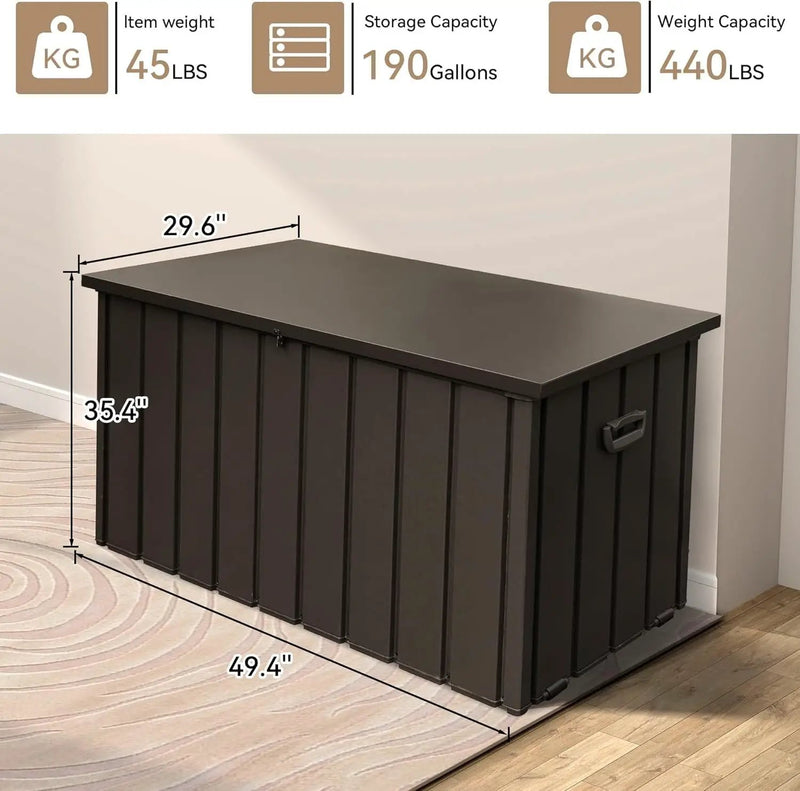 190 Gallon Metal Deck Box, Waterproof Steel Outdoor Storage Cabinet by HouseOfZazla