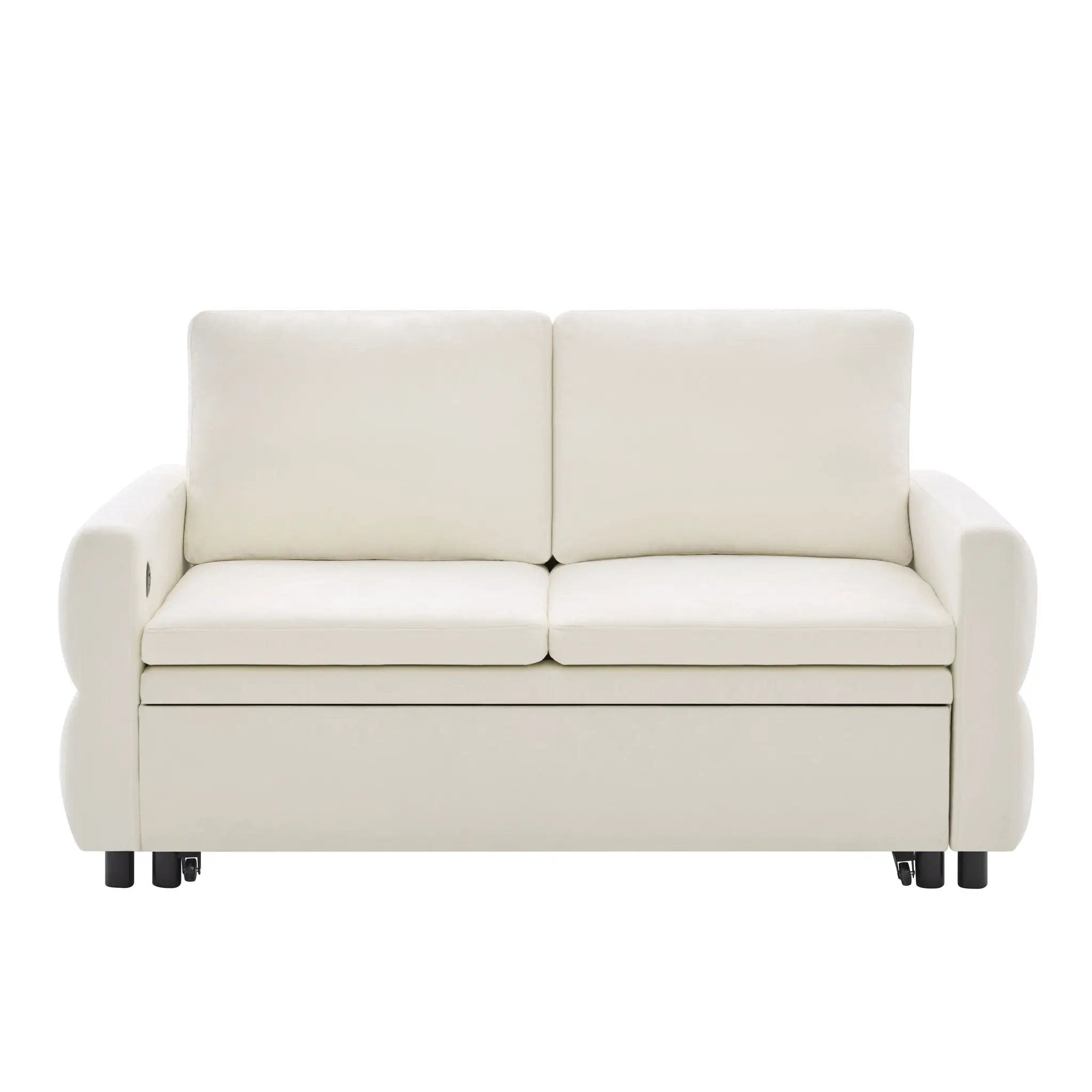Convertible Sofa Bed Loveseat With Adjustable Backrest And USB Ports by HouseOfZazla