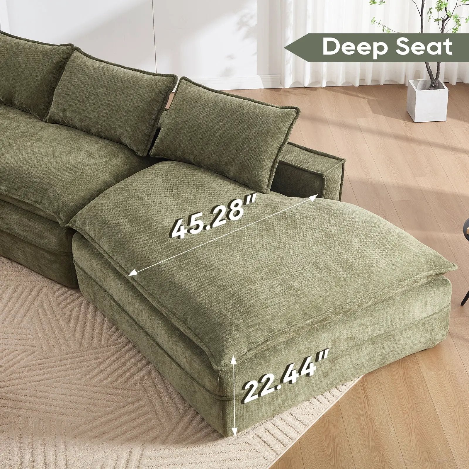 Modern Minimalist Modular Sectional Sofa With Deep Seats And Right Facing Chaise by HouseOfZazla