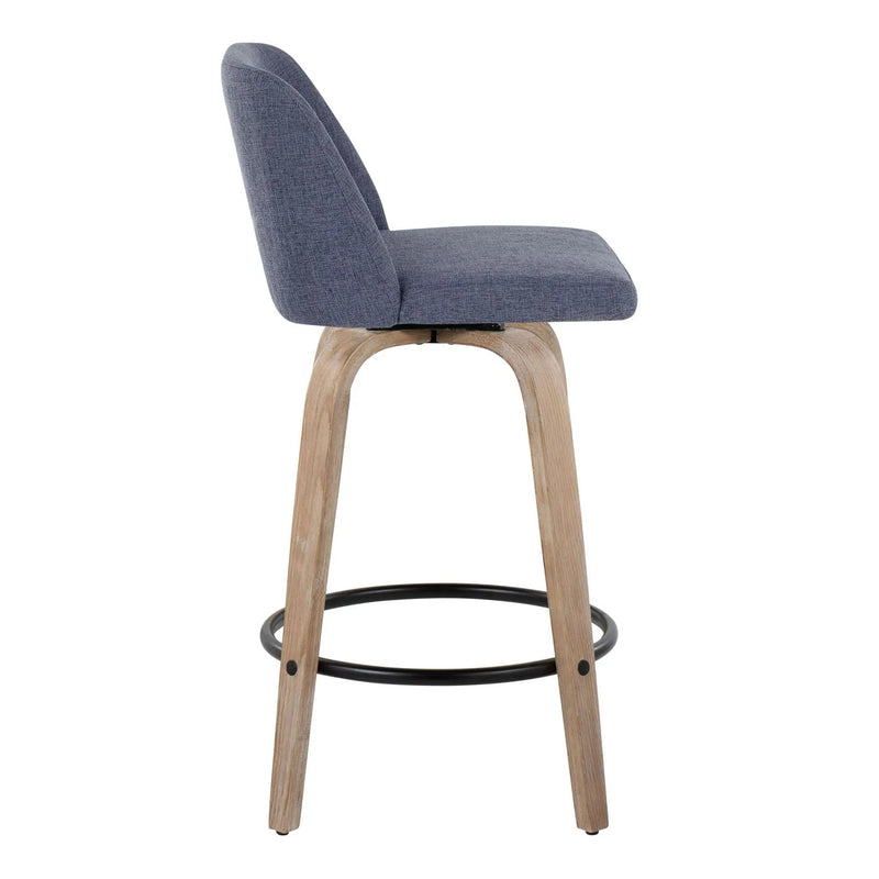 Toriano - Contemporary Fixed-Height Counter Stool & Swivel With Round Footrest (Set of 2) by Unique Piece Furniture