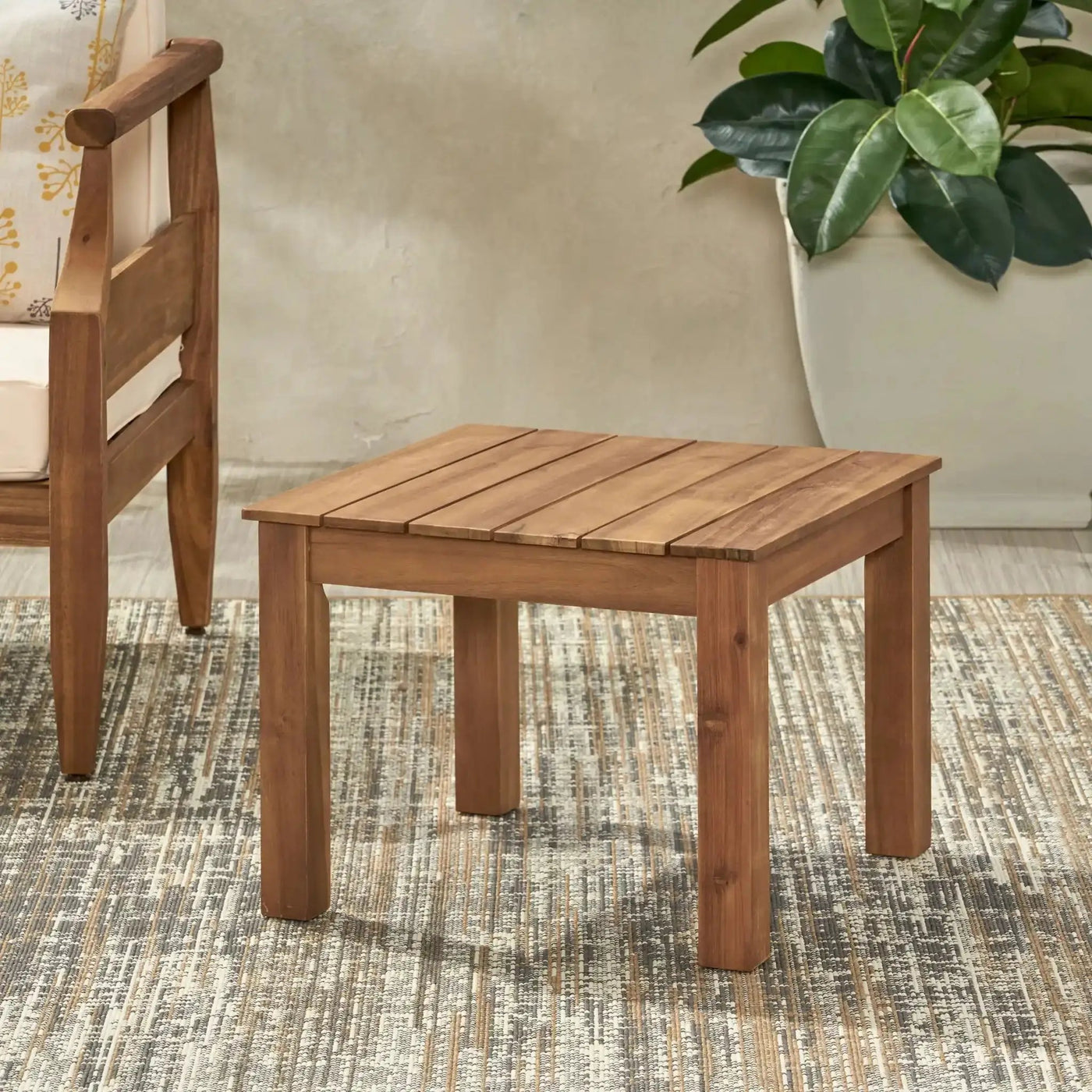 Halcyon Outdoor Side Table With Slat Design by HouseOfZazla