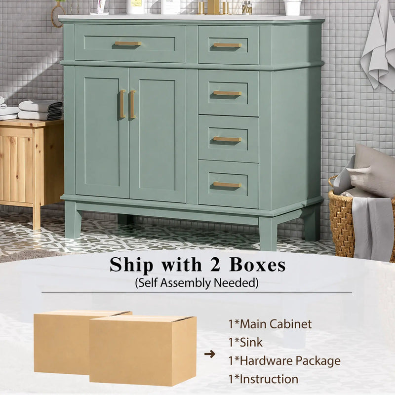 36" Light Green Bathroom Vanity by HouseOfZazla