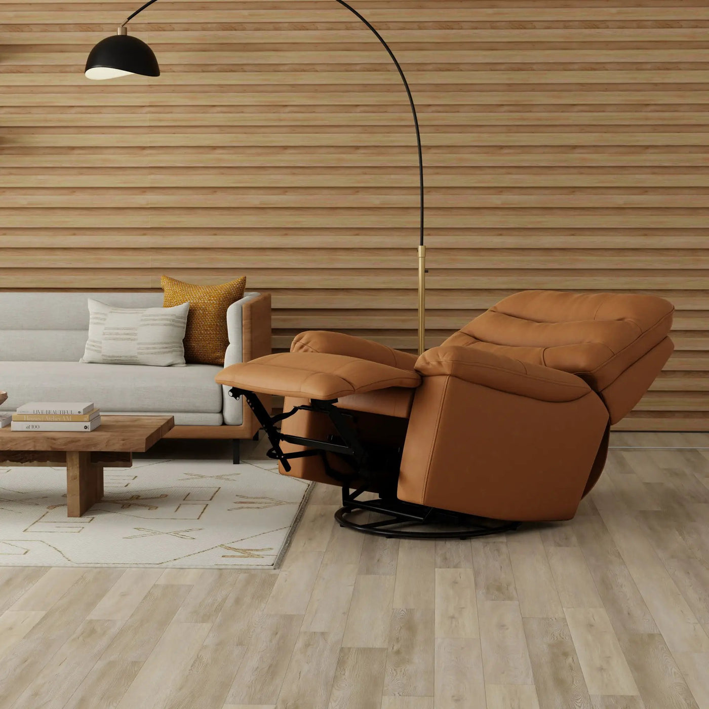 Oslo Antelope - Swivel Glider Recliner With Manual Footrest by Unique Piece Furniture