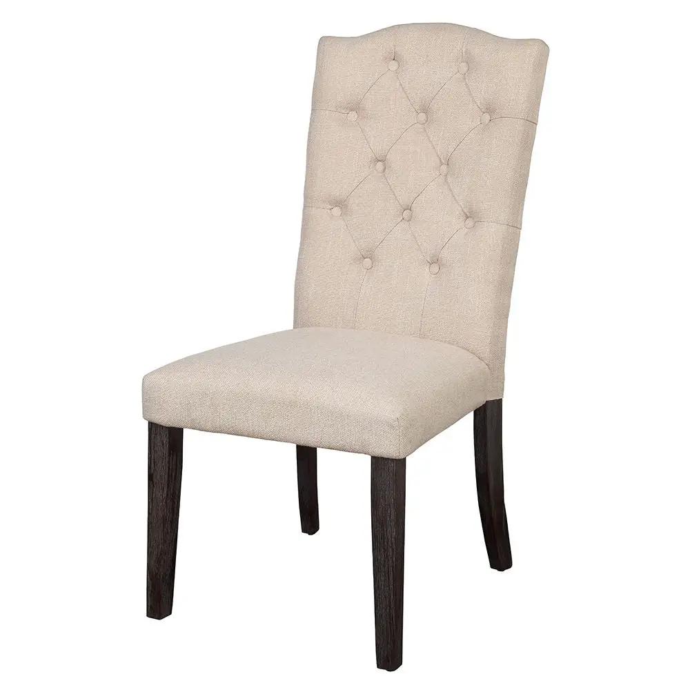 Gerardo - Side Chair (Set of 2) - Beige Linen & Weathered Espresso by Unique Piece Furniture