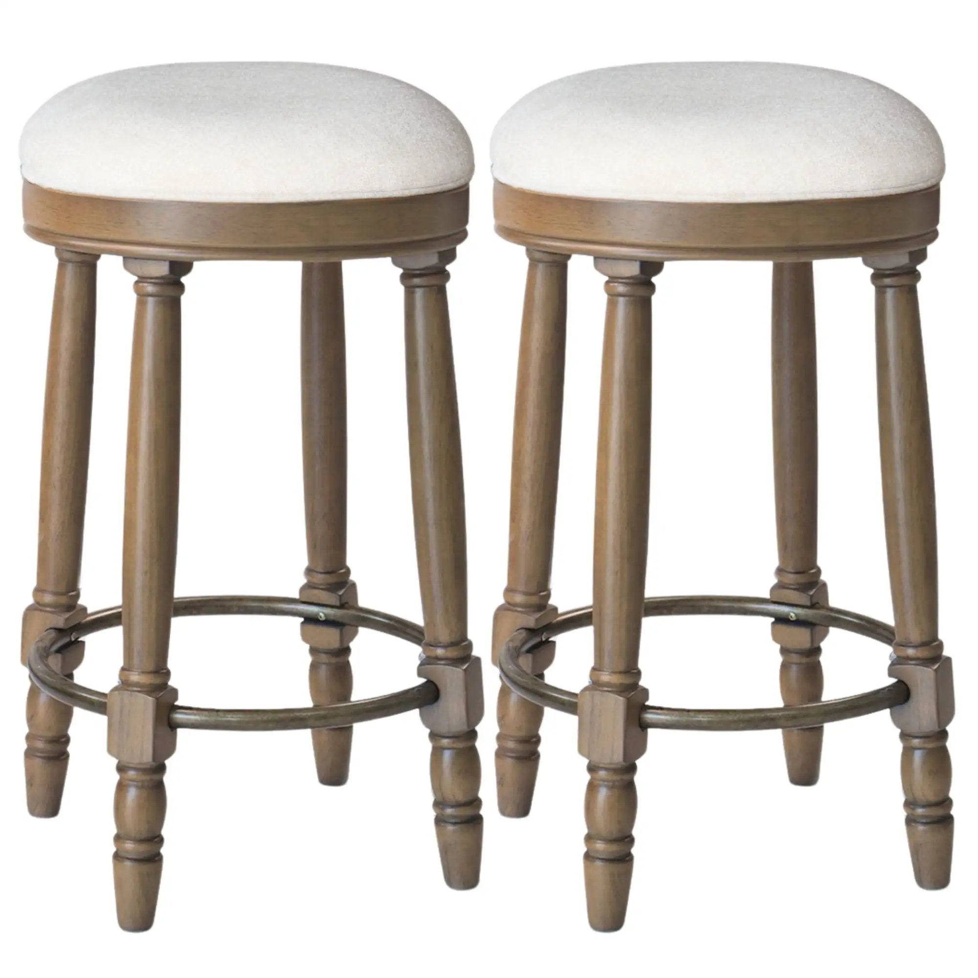 360° Swivel Wooden Barstools With Upholstered Seat, Counter Height (Set of 2) by Unique Piece Furniture