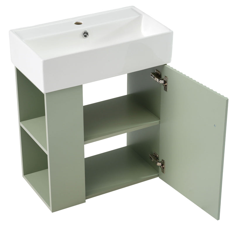 Modern Floating Bathroom Vanity With Ceramic Basin Perfect For Small Bathrooms by HouseOfZazla