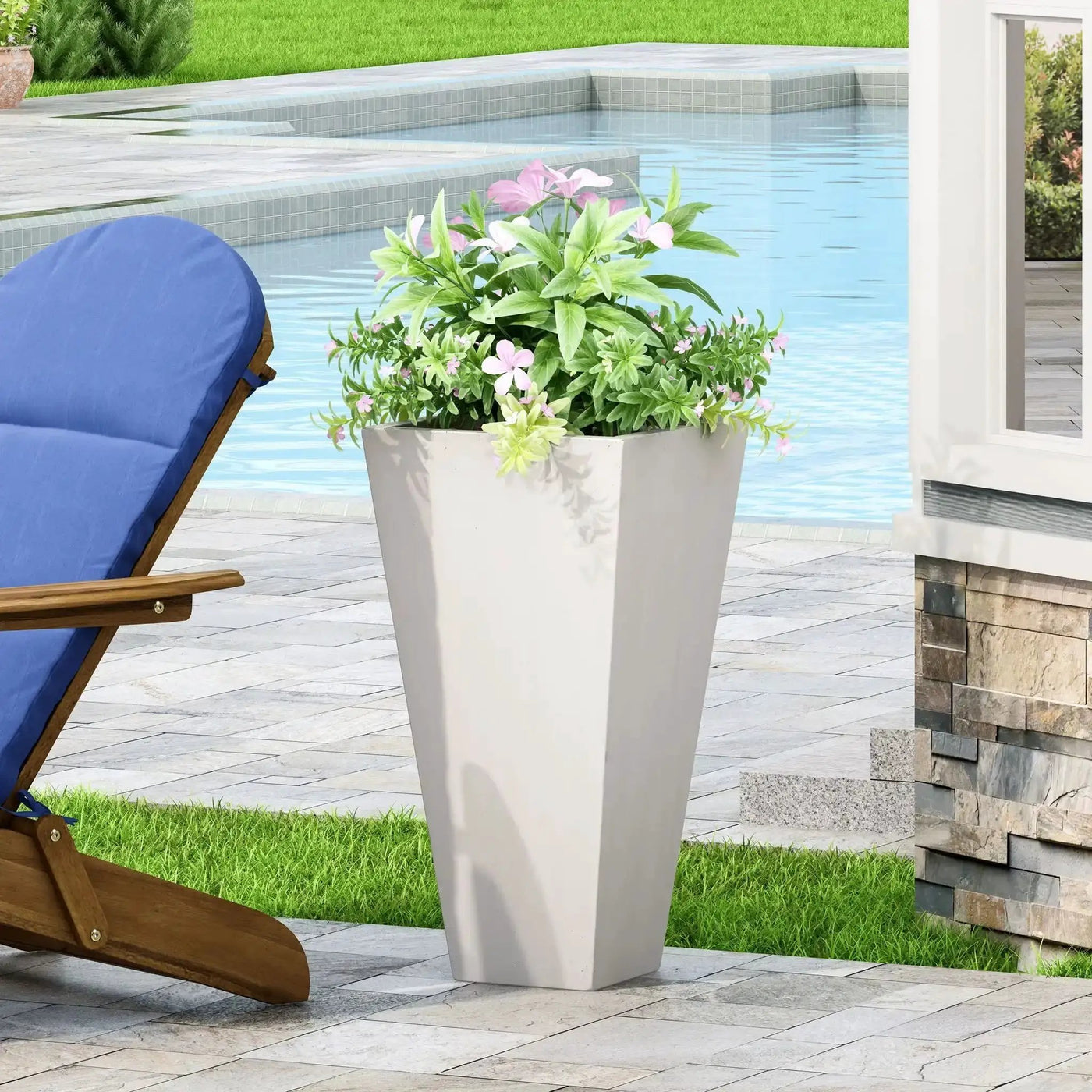 Outdoor Modern Cast Stone Planter by HouseOfZazla