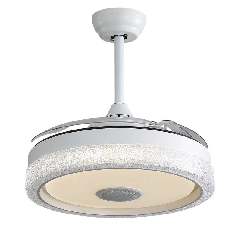 Invisible Ceiling Fan With Remote Control And 36W LED Light, 120V DC Motor, 3 Blades - White by Unique Piece Furniture