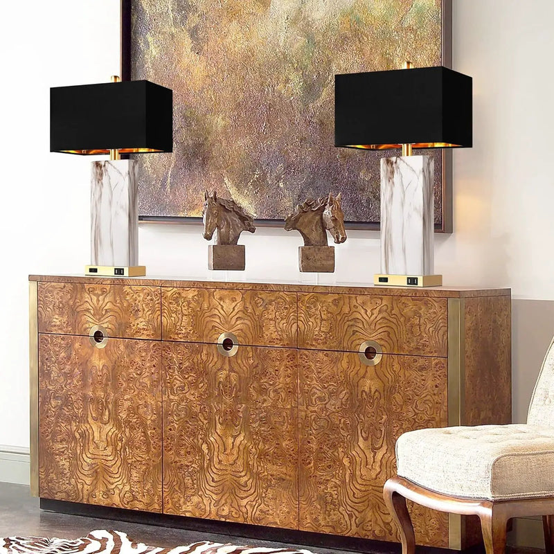 Touch Control Table Lamps Set of 2 with USB Ports and AC Outlet by HouseOfZazla