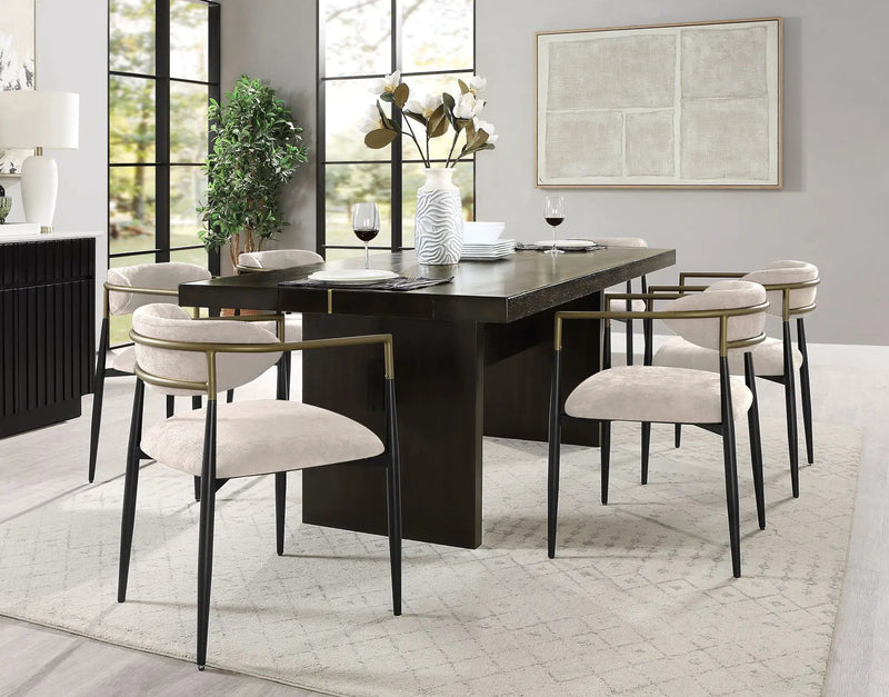 Set of 2 Beige and Black Armchair with Open Back by BLAKHOM