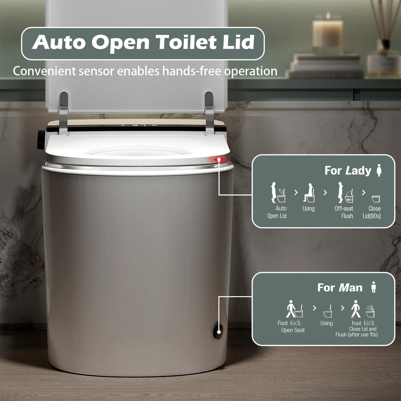 Smart Toilet With Bidet Built-In, Auto Flush, Heated Seat & Warm Air Drying by HouseOfZazla