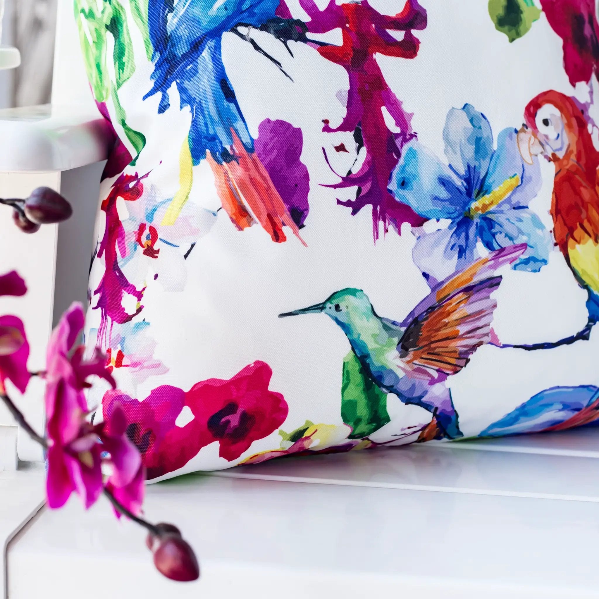 Tropical Parrot Outdoor & Indoor Pillow Set of 2 by HouseOfZazla
