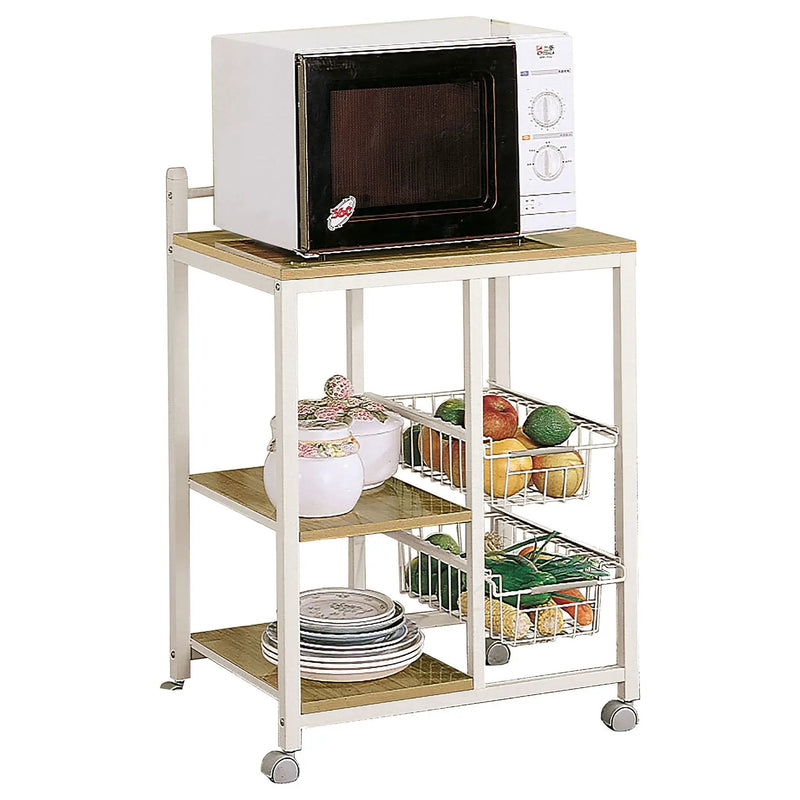 Kelvin 2-shelf Mobile Kitchen Cart Natural Brown and White by Unique Piece Furniture