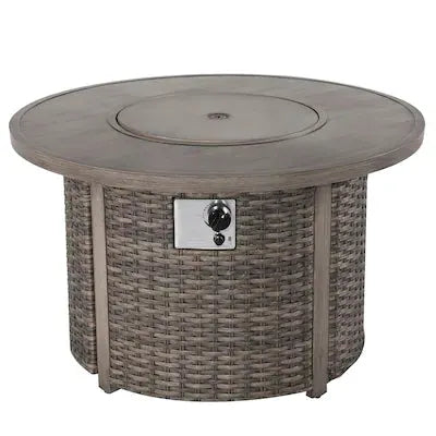 Tenaya Round Wicker Fire Pit Table – Wood-Grain 42" by Outdoor-USA®