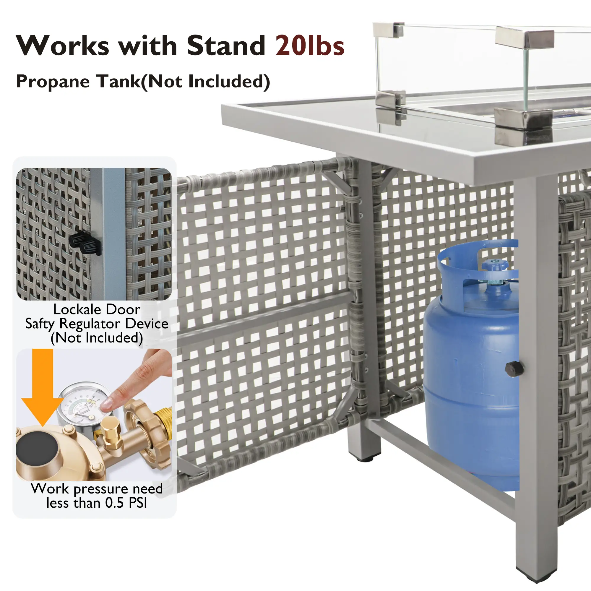 K&K 43' Propane Gas Fire Pit Table, Grey by HouseOfZazla