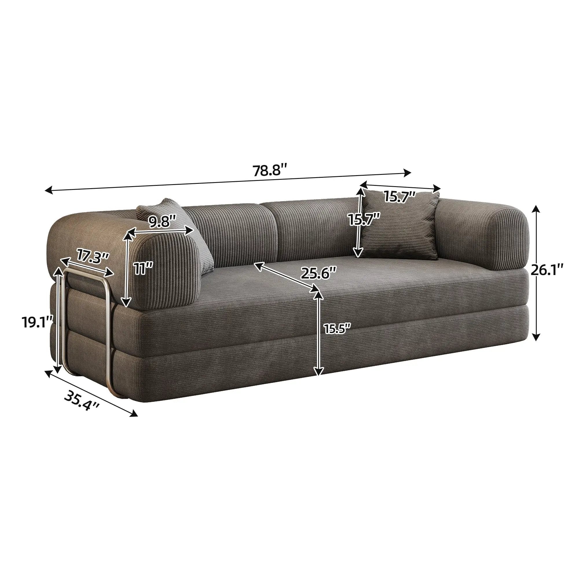 78.8" Compression Sofa Bed with Pillow Back Support by HouseOfZazla