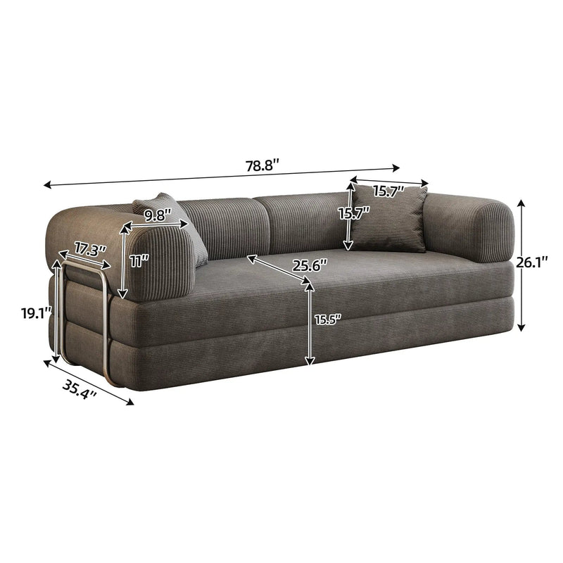78.8" Compression Sofa Bed with Pillow Back Support by HouseOfZazla
