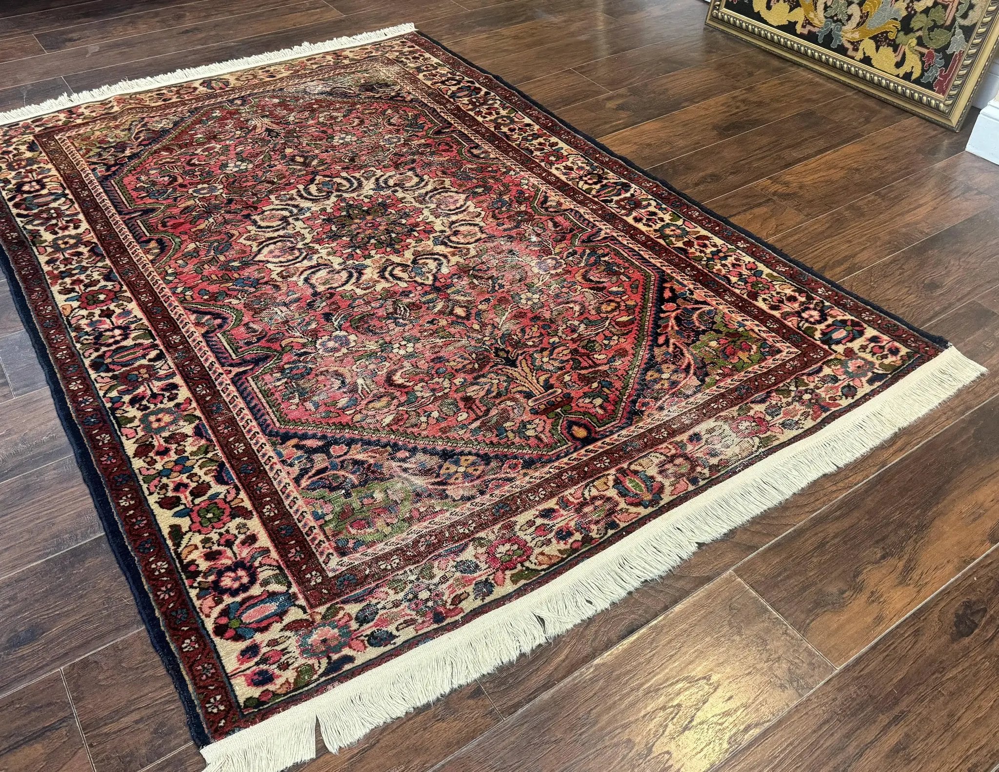 Antique Persian Malayer Rug 4'7" x 6'6" – 1920s Tribal Red Wool Carpet by Jewel Rugs