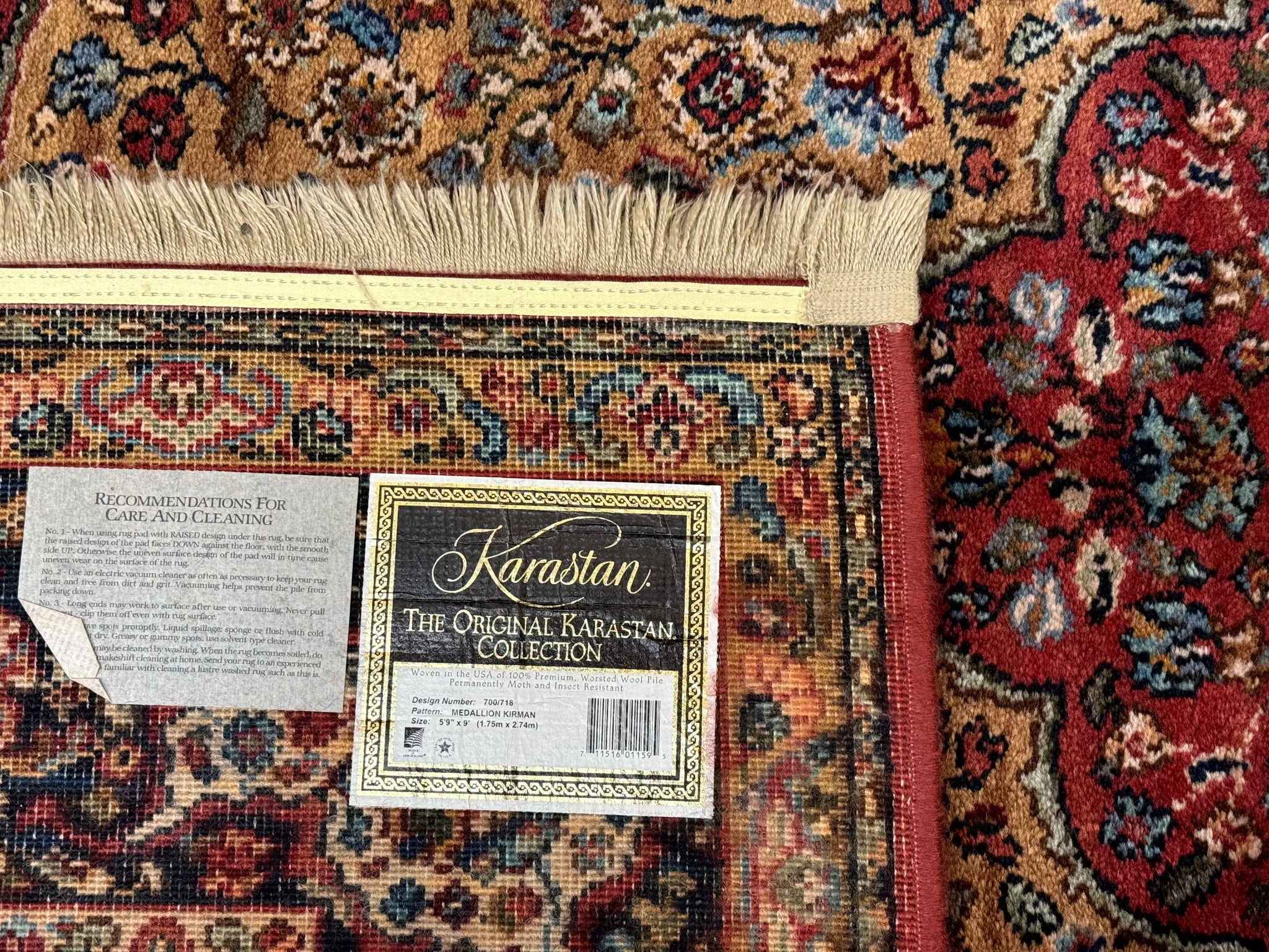 Karastan Rug 5.9 x 9 Medallion Kirman #700/718, Original 700 Series, Wool, Discontinued, Vintage by Jewel Rugs