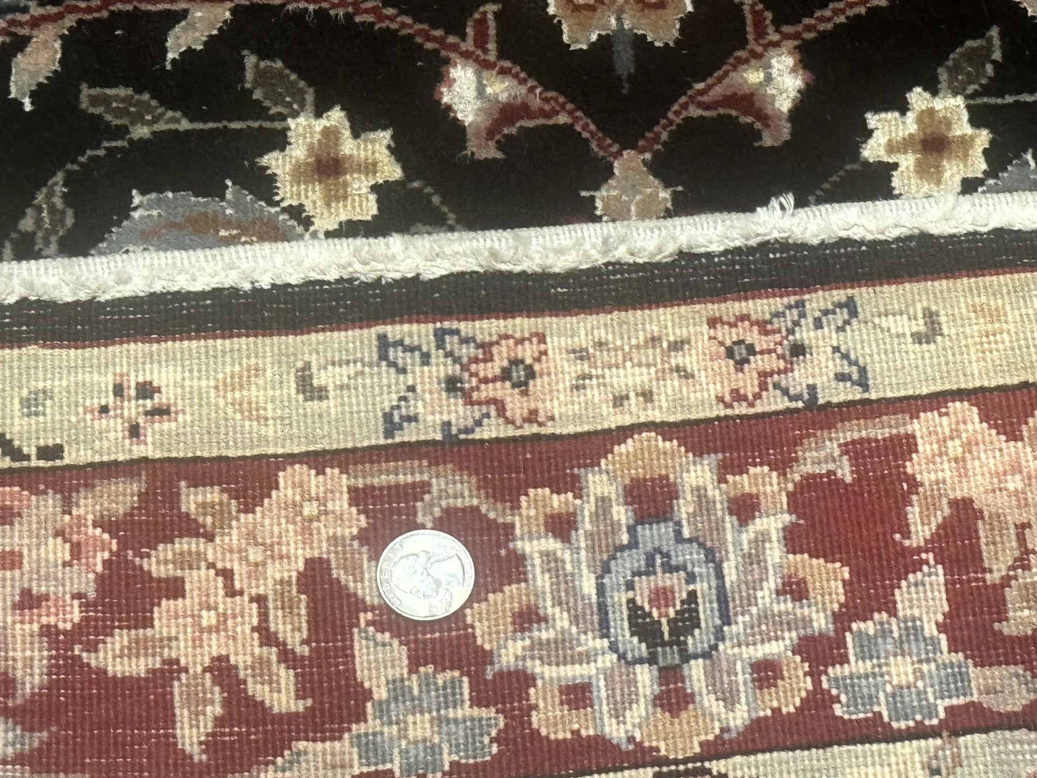 Black Sino Persian Rug 3x5, Wool with Silk Highlights, Floral, Fine 170 KPSI by Jewel Rugs