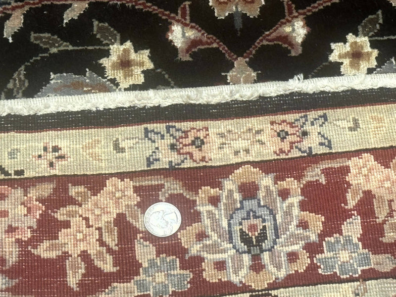 Black Sino Persian Rug 3x5, Wool with Silk Highlights, Floral, Fine 170 KPSI by Jewel Rugs
