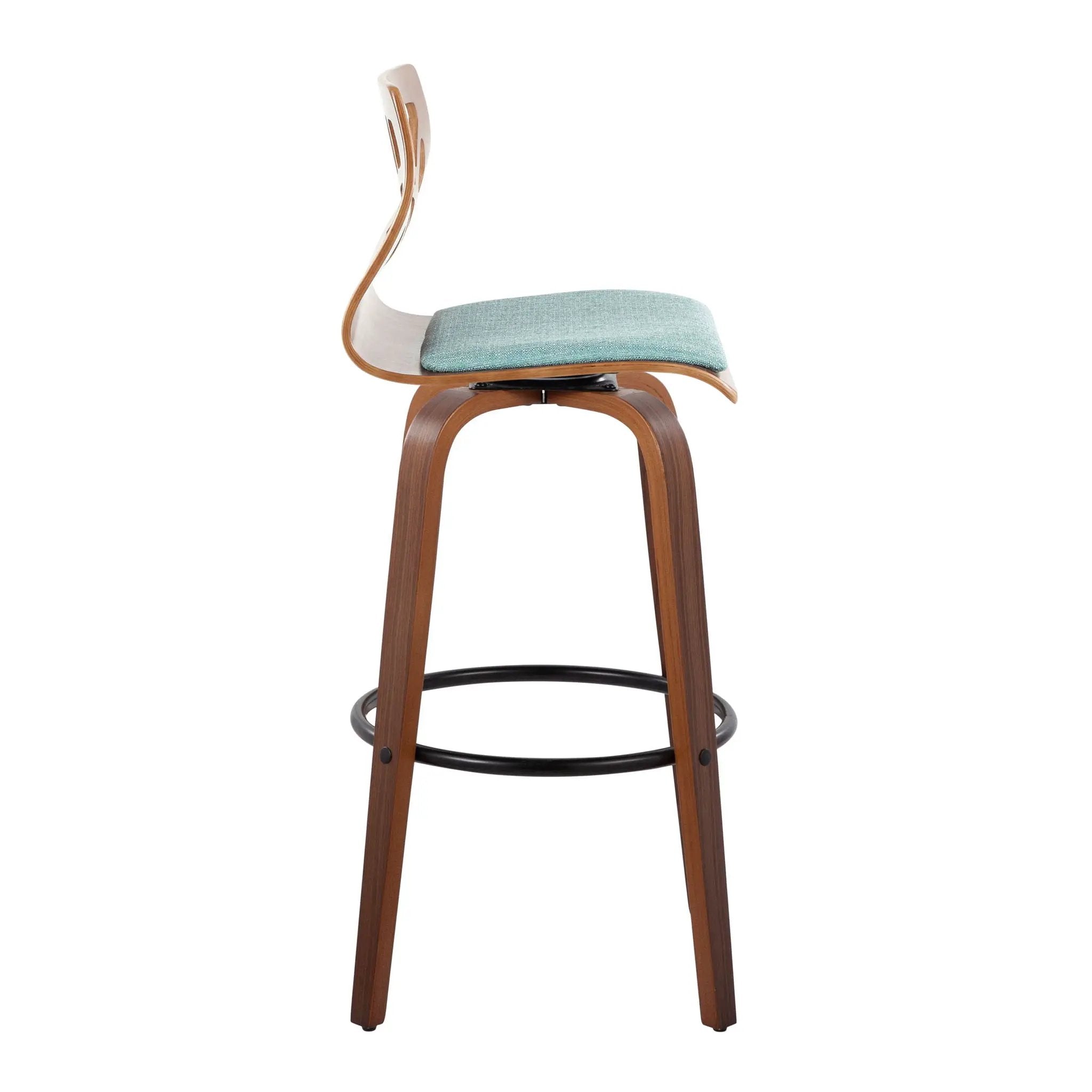 Folia - Mid Century Modern Fixed Height Barstool With Swivel With Round Footrest (Set of 2) by HouseOfZazla