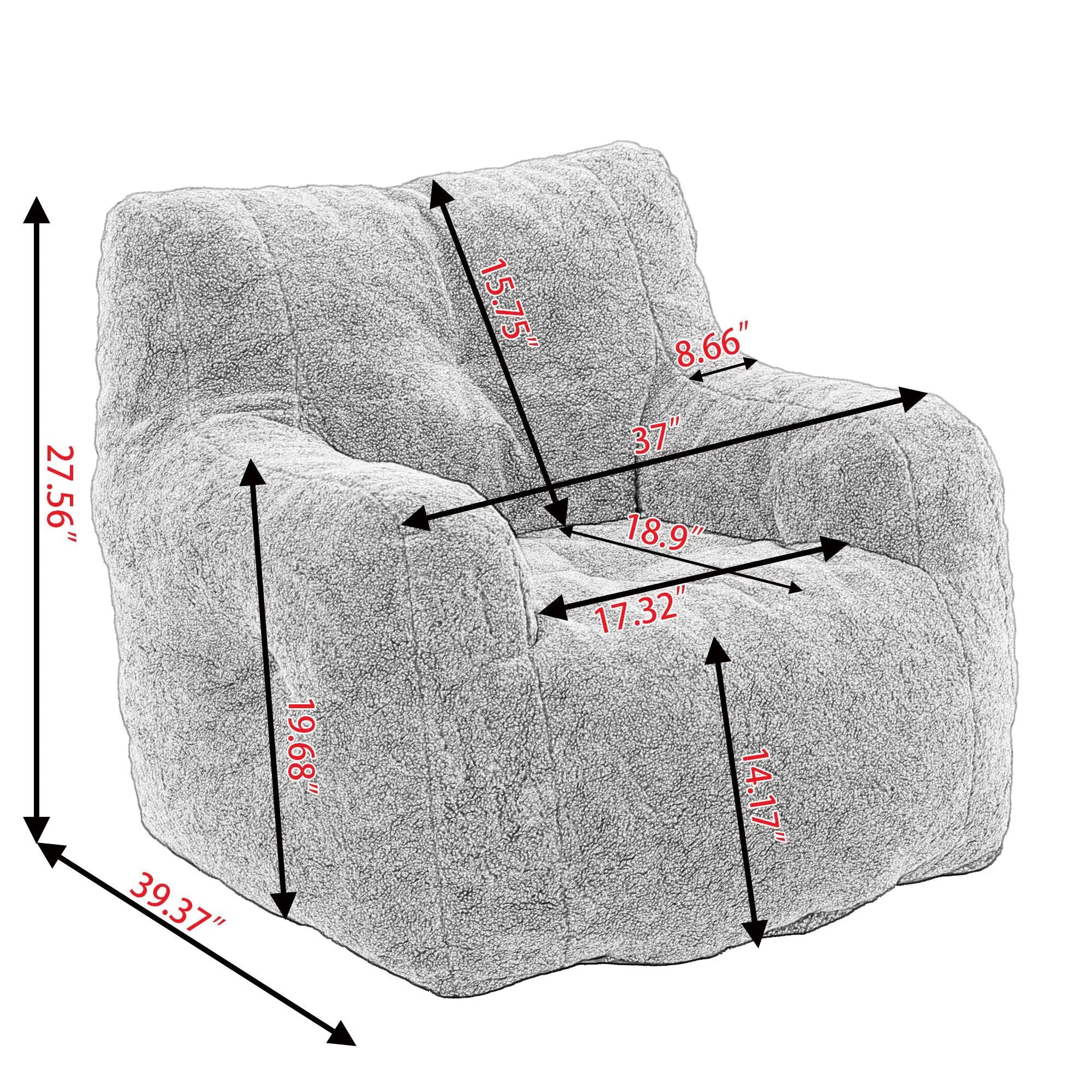Soft Teddy Fabric Tufted Foam Bean Bag Chair With Teddy Fabric by HouseOfZazla